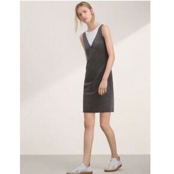 Wilfred Free Faux Suede Jones V-Neck Mini Dress - Picture 1 of 8